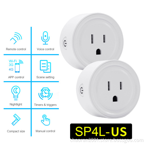 Smart Home Mini Socket Wifi Outlet 10a Compatible With Alexa Google Assistant Voice Control Smart Plugs Usa Wifi